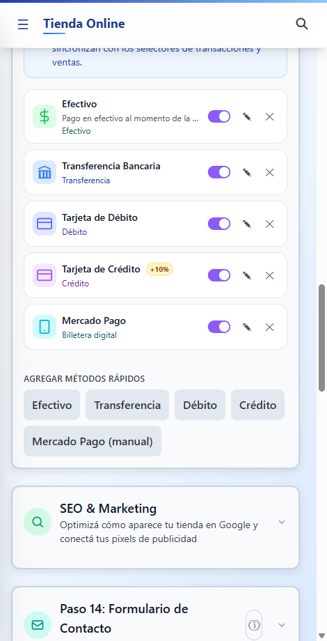 Checkout con Mercado Pago, cupones y ofertas por producto en la tienda de BizzKore