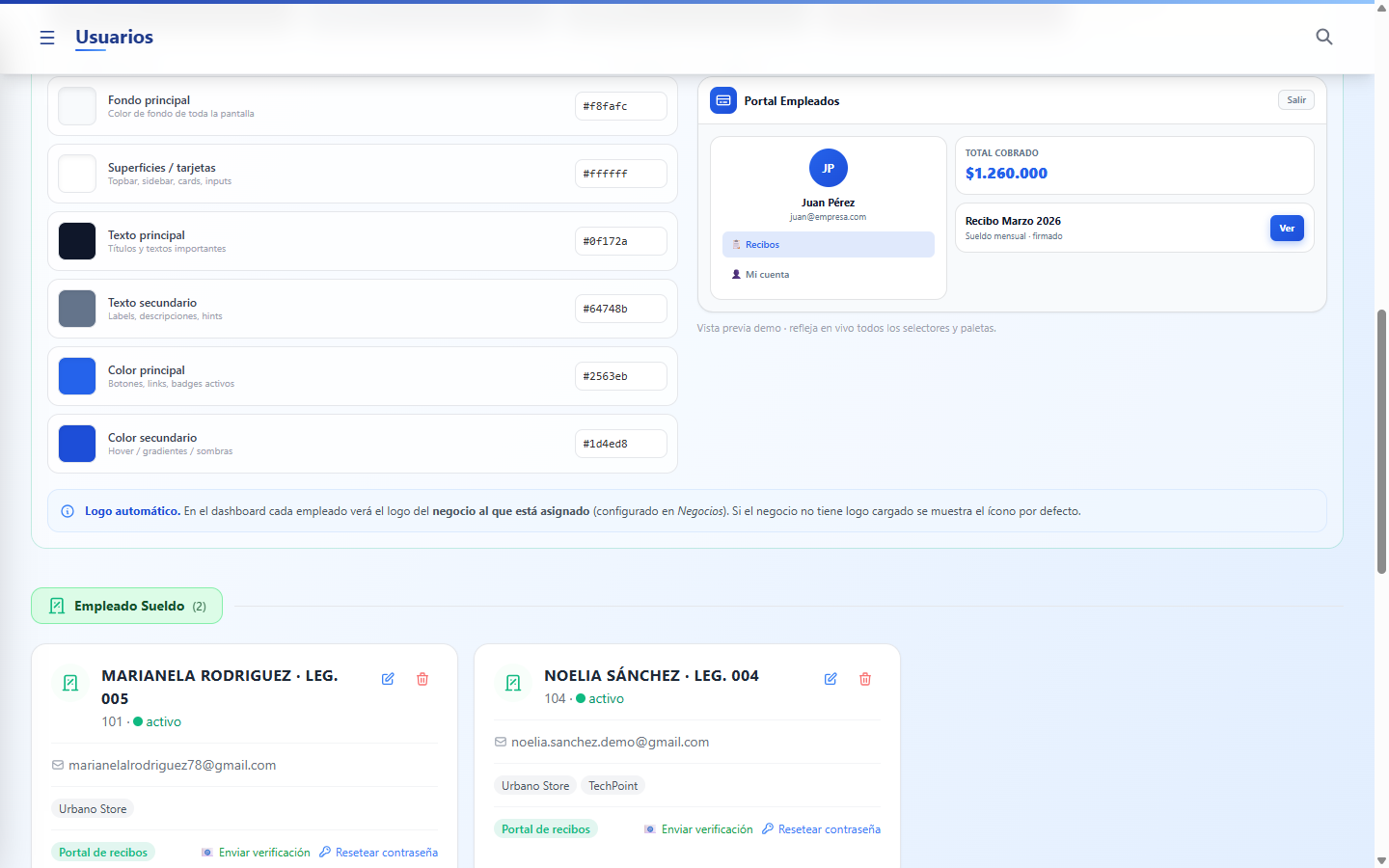 Portal del empleado para consultar recibos de sueldo e historial de pagos en BizzKore